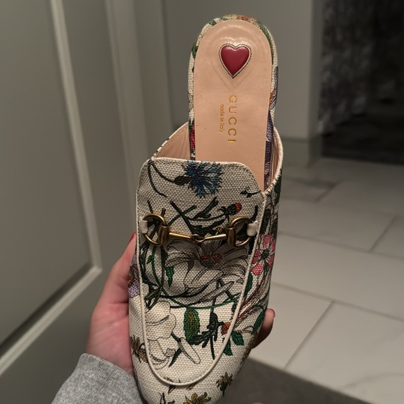 GUCCI Women Princetown Floral Canvas Sleeper Mules Loafer Shoes - Picture 2 of 5